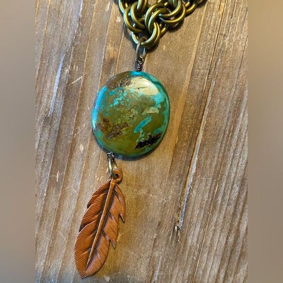 J.Forks Turquoise Pendant Necklace - Texas Artist Made - Picture 4 of 12